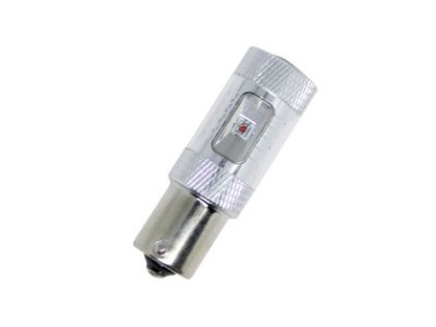 Led λάμπα BA15S με 6 x 5W CREE led και προτζέκτορα διπλού φωτισμού κόκκινη - 1τμχ.