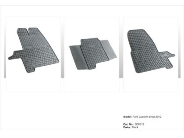 Λαστιχένια πατάκια Frogum για Ford Transit / Ford Custom (2012+) / Tourneo (2014+) - 3τμχ.