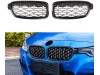 Μάσκα για BMW F30 (2011+) - γυαλιστερή - Diamond Design - χρωμίου/μαύρη - 2τμχ.