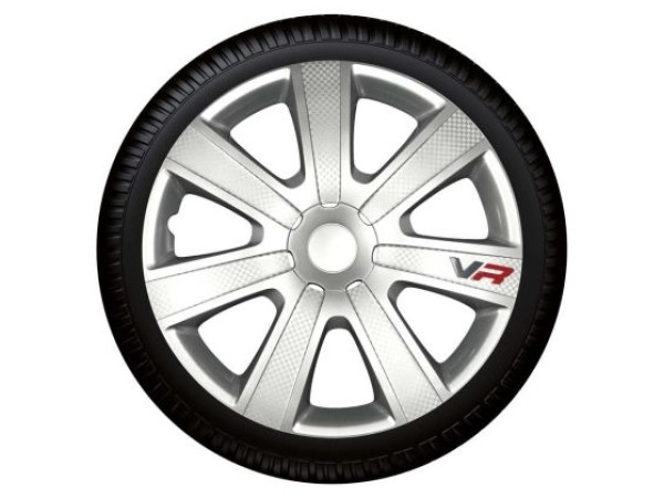 Τάσια αυτοκινήτου VR Carbon Grey - 14" - Ασημί - 4 τμχ.