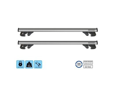 Μπάρες οροφής αλουμινίου Menabo Jackson XL Silver και λαβές για αυτοκίνητα με στάνταρ ράγες
