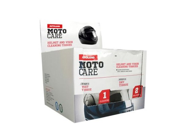 Μαντηλάκια καθαρισμού κράνους MOTO CARE helmetand visor cleaning tissues /wet and dry/