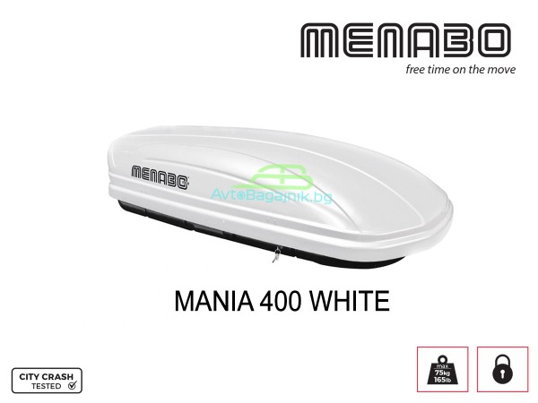 Μπαγκαζιέρα οροφής Menabo Mania 400 White, Max 75kg, 1640x360x790mm