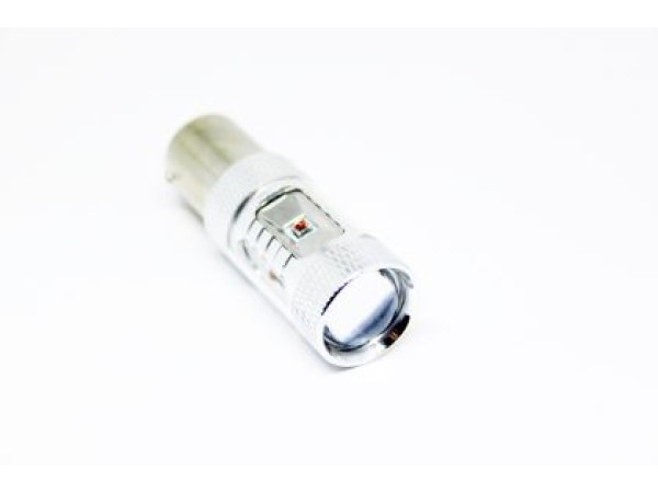 Led λάμπα BA15S με 6 x 5W CREE led και προτζέκτορα μονού φωτισμού κίτρινη - 1τμχ.