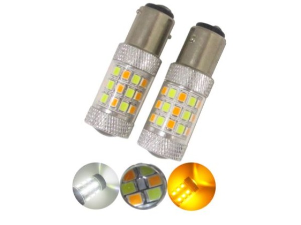 Led λάμπα BAY15D με 42 led και προτζέκτορα - συνδυαστική για φλας και φώτα ημέρας - 1τμχ.