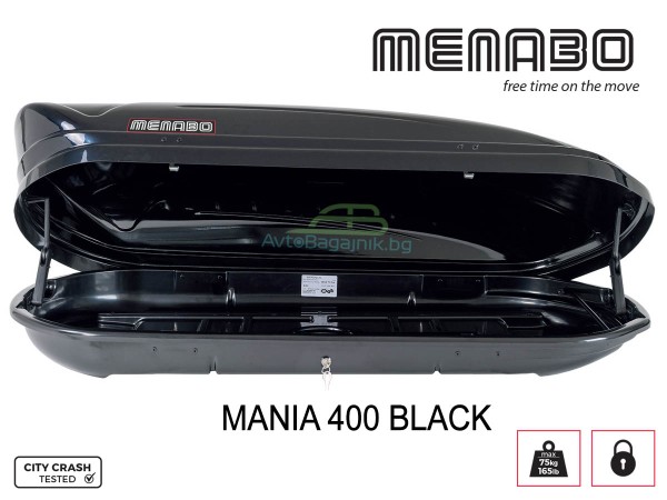 Μπαγκαζιέρα οροφής Menabo Mania 400 Black, Max 75kg, 1640x360x790mm