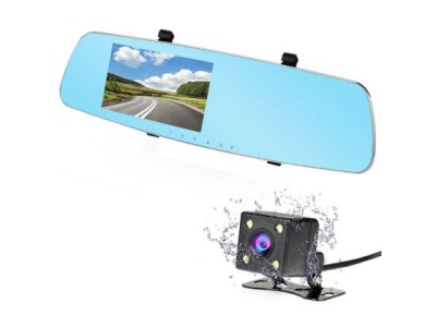 Βίντεο καταγραφέας DVR 1080 FULL HD με 4" LCD οθόνη στον καθρέφτη με κάμερα οπισθοπορείας και καταγραφή