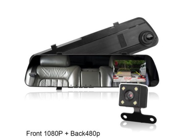 Βίντεο καταγραφέας DVR 1080 FULL HD με 4" LCD οθόνη στον καθρέφτη με κάμερα οπισθοπορείας και καταγραφή