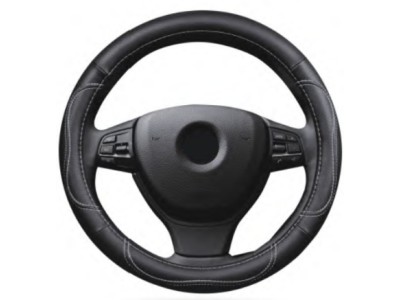 Δερμάτινο κάλυμμα τιμονιού 38 cm - Sport - μαύρο χρώμα - 1 τμχ.