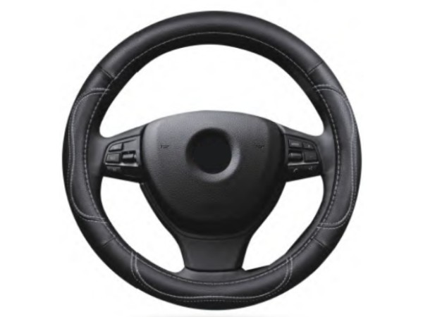 Δερμάτινο κάλυμμα τιμονιού 38 cm - Sport - μαύρο χρώμα - 1 τμχ.