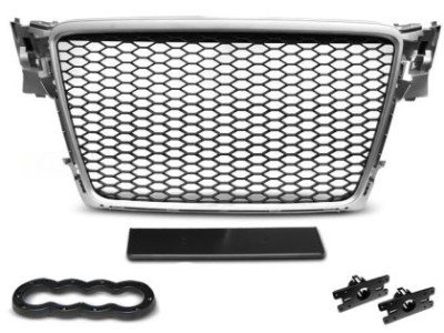 Μάσκα χωρίς σήμα για Audi A4 B8 (2008-2011) - RS LOOK ασημένιο - ματ