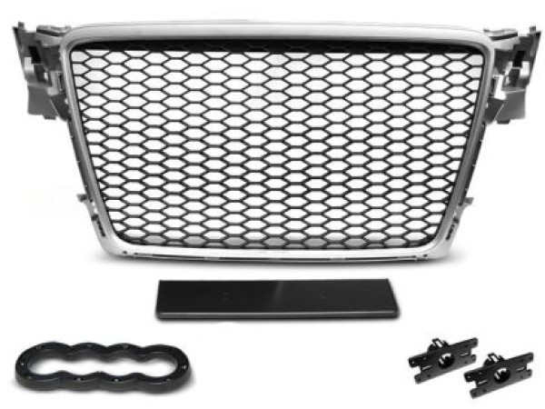Μάσκα χωρίς σήμα για Audi A4 B8 (2008-2011) - RS LOOK ασημένιο - ματ