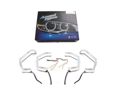 Δαχτυλίδια angel eyes για BMW F30 - U-Design - με 2 χρώματα και λειτουργία φλας (λευκό και κίτρινο)