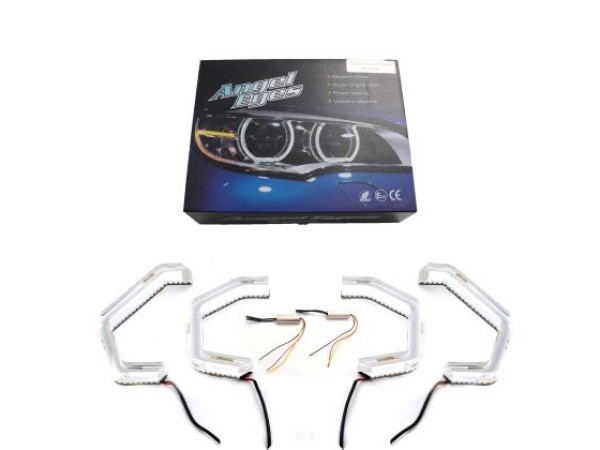 Δαχτυλίδια angel eyes για BMW F30 - U-Design - με 2 χρώματα και λειτουργία φλας (λευκό και κίτρινο)