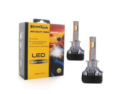 Led λάμπες Η1 μοντέλο Streetech STN1 για μεσαία ή μεγάλα φώτα 170 000 lux , 65 Watt - CANBUS 6000K - 1700% πιό έντονη φωτεινότητα 2τμχ.