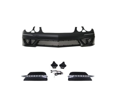 Προφυλακτήρας εμπρός για Mercedes W211 E-Class (2006-2009) - AMG Design με LED φώτα ημέρας