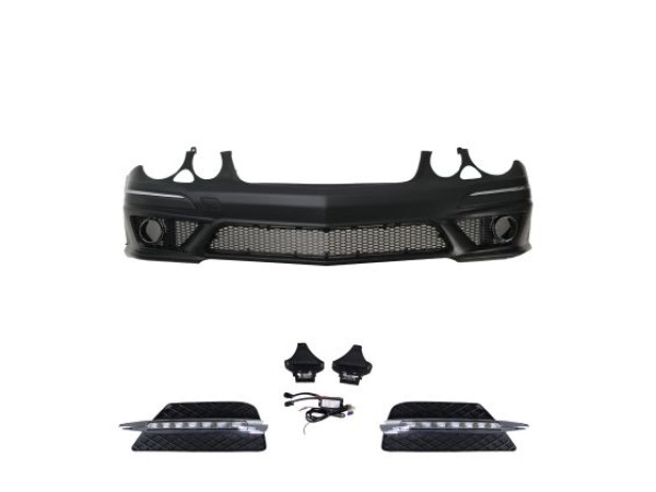 Προφυλακτήρας εμπρός για Mercedes W211 E-Class (2006-2009) - AMG Design με LED φώτα ημέρας
