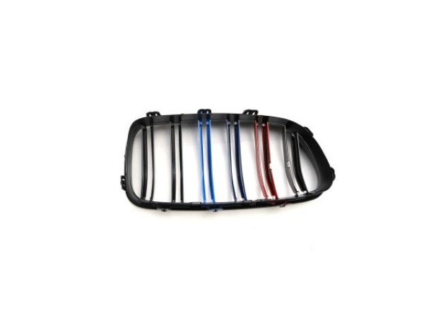 Καρδιές μάσκας για BMW F10 / F11 (2010+) με διπλή γρίλια - tri color - 2τμχ.