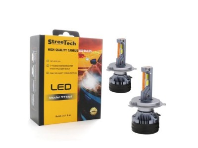 Bi-Led λάμπες Η4 Streetech μοντέλο STN1 για μεσαία ή μεγάλα φώτα 170 000 lux , 65 Watt - CANBUS 6000K - 1700% πιό έντονη φωτεινότητα 2τμχ.