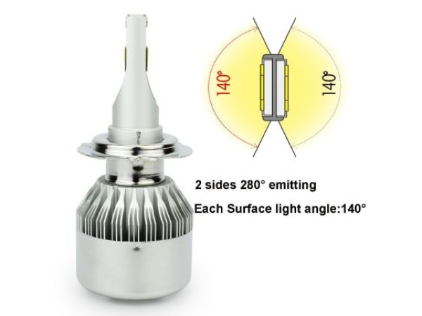 Led λάμπες Η7 για μεσαία ή μεγάλα φώτα 7600 lumen , 36 Watt - COB 6000K - 2τμχ.