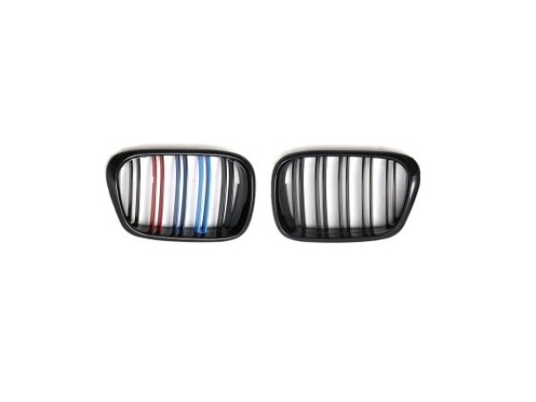 Καρδιές μάσκας για BMW E39 (1995-2003) με διπλή γρίλια - tri color - 2τμχ.