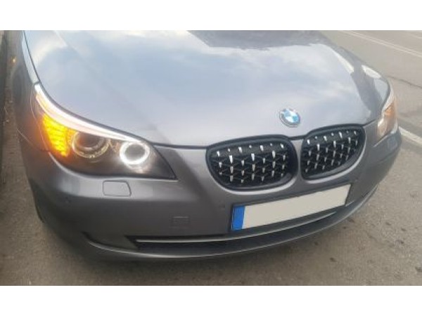 Μάσκα για BMW E60 (2003-2010) - μαύρη / χρωμιού Diamond design - 2τμχ.