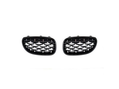 Μάσκα για BMW E60 (2003-2010) - μαύρη / χρωμιού Diamond design - 2τμχ.