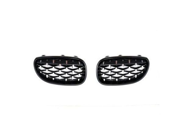 Μάσκα για BMW E60 (2003-2010) - μαύρη / χρωμιού Diamond design - 2τμχ.