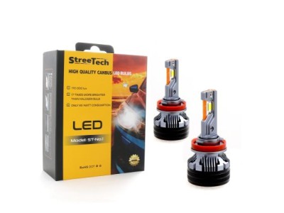 Led λάμπες Η8 / H9 / H11 Streetech μοντέλο STN1 για μεσαία ή μεγάλα φώτα 170 000 lux , 65 Watt - CANBUS 6000K - 1700% πιό έντονη φωτεινότητα 2τμχ.