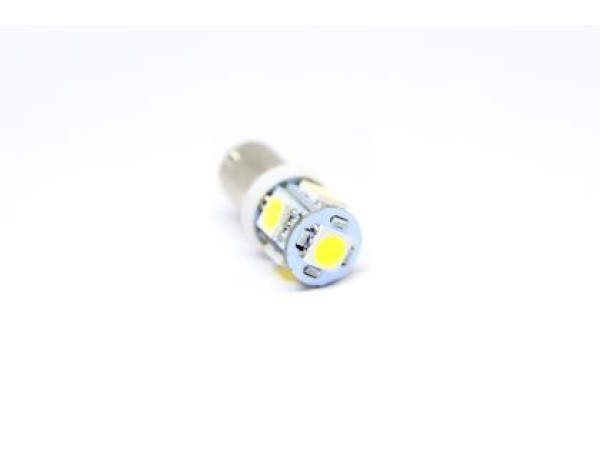 Led λάμπα τύπου BA9 με 5 SMD led 5000K εκ διαμέτρου αντίθετα - 1τμχ.