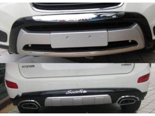 Εμπρόσθιο bull - bar και πίσω roll - bar για Hyundai Santa Fe (2010-2012) - ασημένια