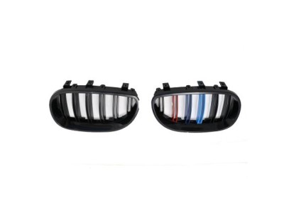 Καρδιές μάσκας για BMW E60 με διπλή γρίλια (2005-2010) - tri color - 2τμχ.