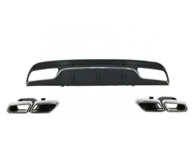 Diffuser πίσω προφυλακτήρα για Mercedes C-class W205 (2014+) - AMG look - με μπούκες