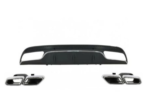 Diffuser πίσω προφυλακτήρα για Mercedes C-class W205 (2014+) - AMG look - με μπούκες