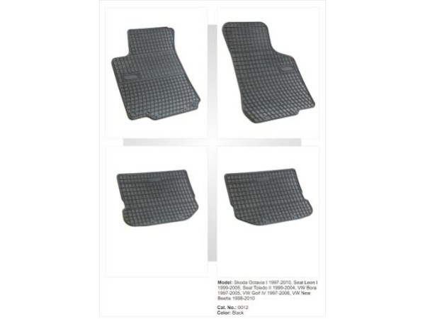 Λαστιχένια πατάκια Frogum για Wv Golf 4 / VW Bora / VW Beetle / Skoda Octavia 1 (1997-2010) / Seat Leon και Toledo (1999-2005) - 4τμχ.