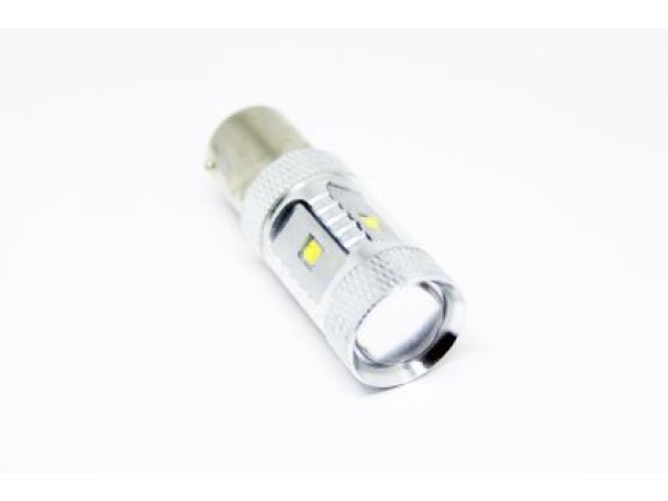 Led λάμπα BA15S με 6 x 5W CREE led και προτζέκτορα διπλού φωτισμού λευκή - 1τμχ.