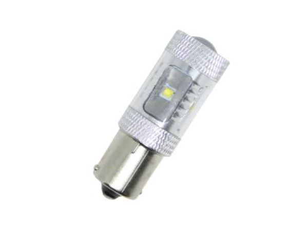 Led λάμπα BA15S με 6 x 5W CREE led και προτζέκτορα διπλού φωτισμού λευκή - 1τμχ.