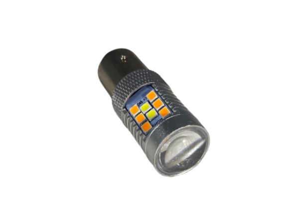 Led λάμπα BA15 με 28 led 2835 και προτζέκτορα - συνδυαστικά για φλας και φώτα ημέρας - 1τμχ.