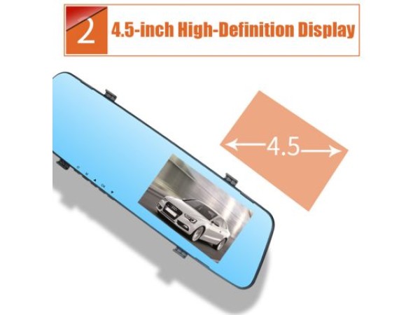 Βίντεο καταγραφέας DVR 1080 FULL HD με 4,5" LCD οθόνη στον καθρέφτη με κάμερα οπισθοπορείας και καταγραφή