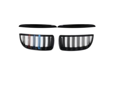 Καρδιές μάσκας για BMW E90 με διπλή γρίλια (2005-2008) - tri color - 2τμχ.