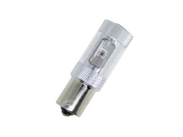 Led λάμπα BA15S με 6 x 5W CREE led και προτζέκτορα μονού φωτισμού κόκκινη - 1τμχ.