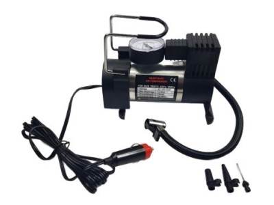 Κομπρεσέρ αέρος αυτοκινήτου 12V, 120W, 10A με μανόμετρο και αντάπτορα αναπτήρα με 3 αντάπτορες - 1 τμχ.
