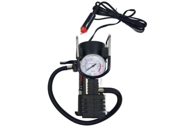 Κομπρεσέρ αέρος αυτοκινήτου 12V, 120W, 10A με μανόμετρο και αντάπτορα αναπτήρα με 3 αντάπτορες - 1 τμχ.
