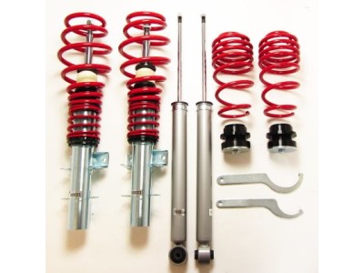 Ρυθμιζόμενη ανάρτηση για Audi A2 / Seat Cordoba, Ibiza / Skoda Fabia I / VW Polo (2002-2009) - κόκκινο - 4τμχ.